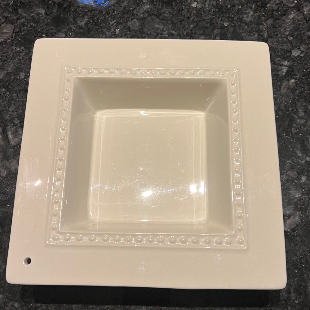 Nora Fleming M8 Cocktail Napkin / Candy Dish Holder Pearl Dot stoneware RETIRED